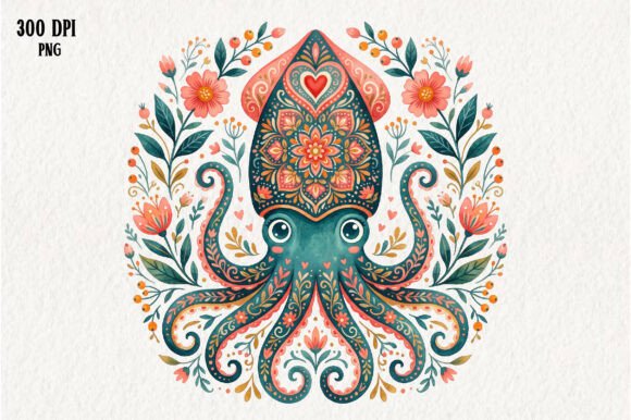 Download Boho Octopus Floral Mandala PNG - Boho Collection