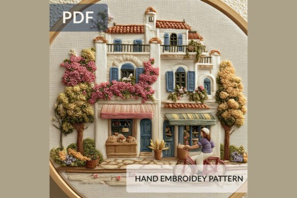 Download Mediterranean Street Embroidery Pattern - Embroidery pattern Collection