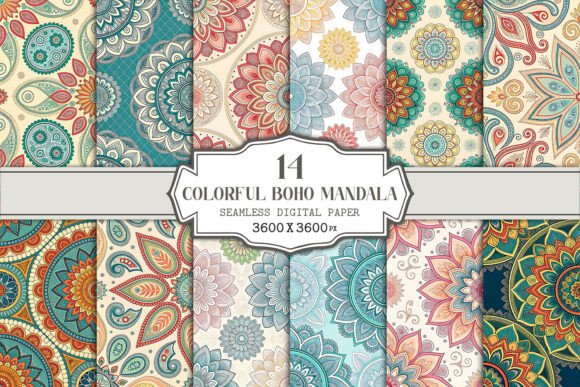 Download Colorful Boho Mandala Seamless Pattern - Boho Collection
