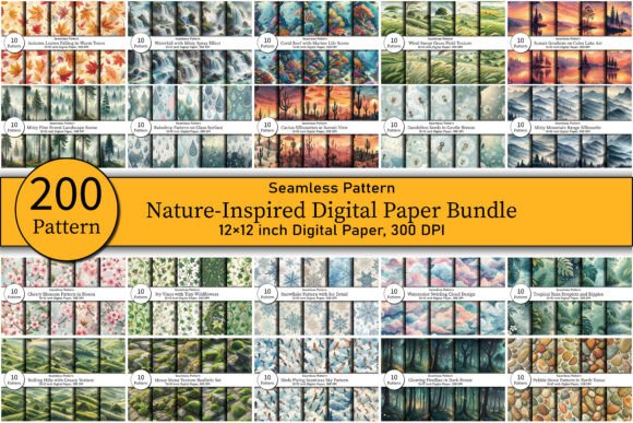 Download 200 Nature Inspired Digital Paper Bundle - Nature Collection