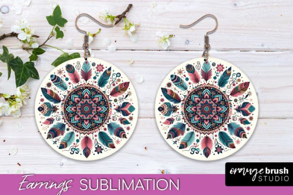 Download Boho Mandala Round Earrings Sublimation - Boho Collection