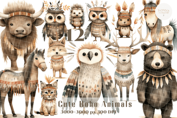 Download Boho Animals, Tribal Clipart,Cute Animal - Boho Collection